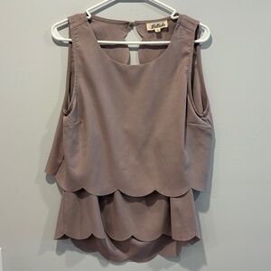 Listicle Dusty Pink Scalloped Sleeveless Blouse